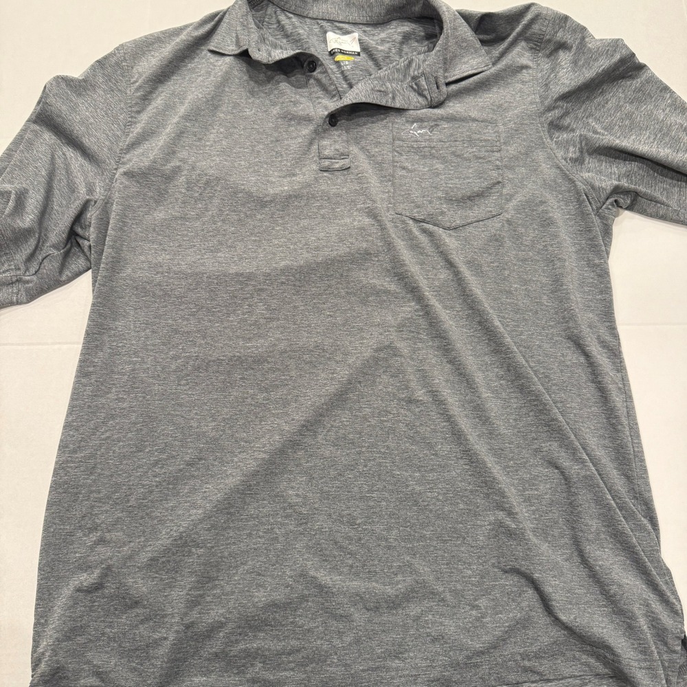 Greg Norman PlayDry‎ Gray Polo Shirt Men's Size Large Golf Performance